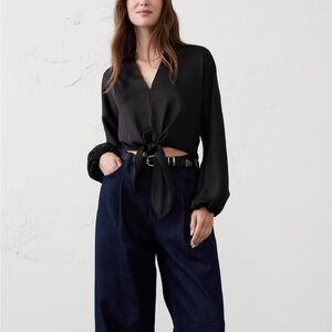 Banana Republic Black Tie-Front Blouse